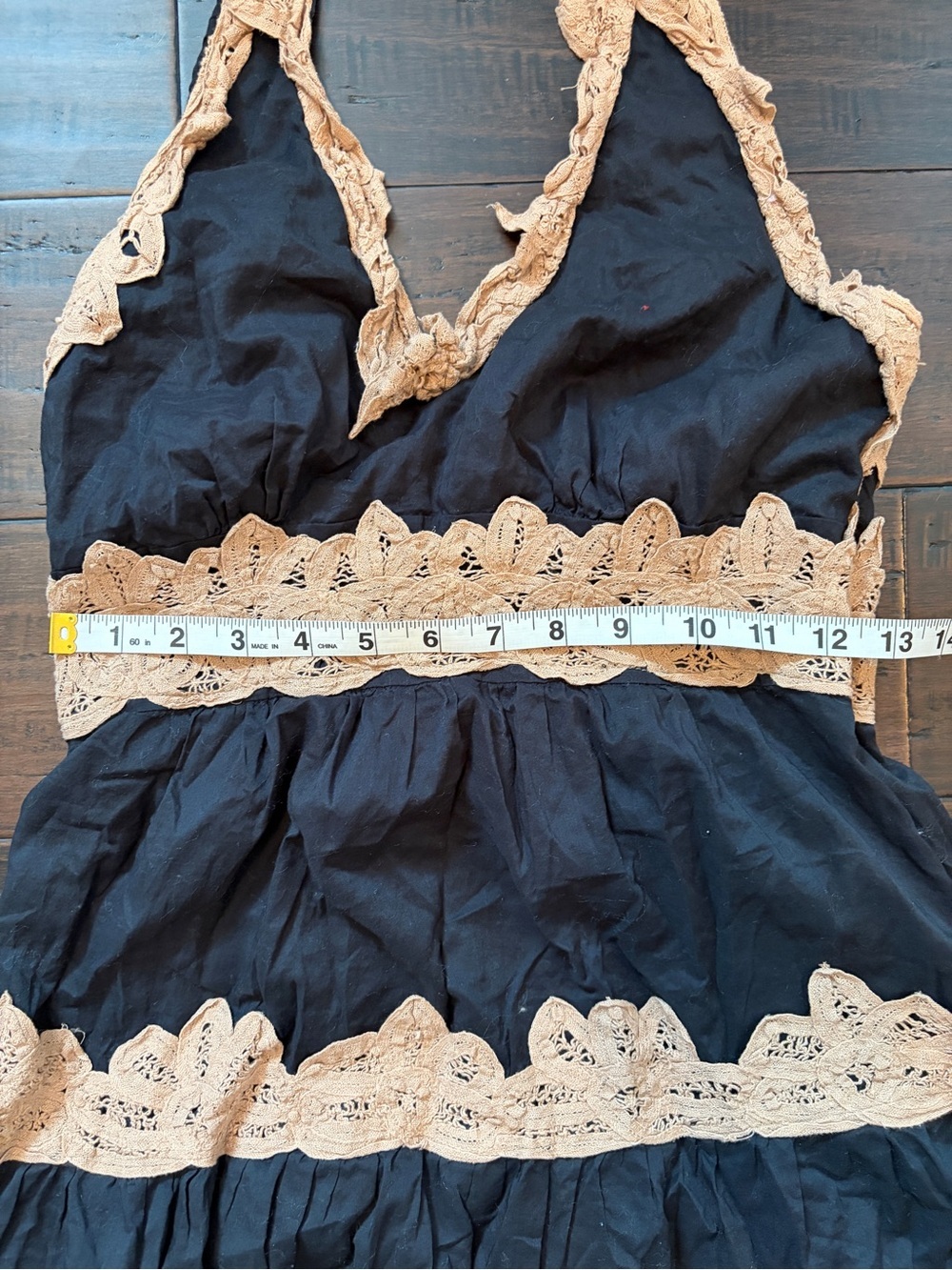 Vintage Y2K 90’s rare BCBG black brown lace halter mini dress cotton silk chic - Picture 11 of 11